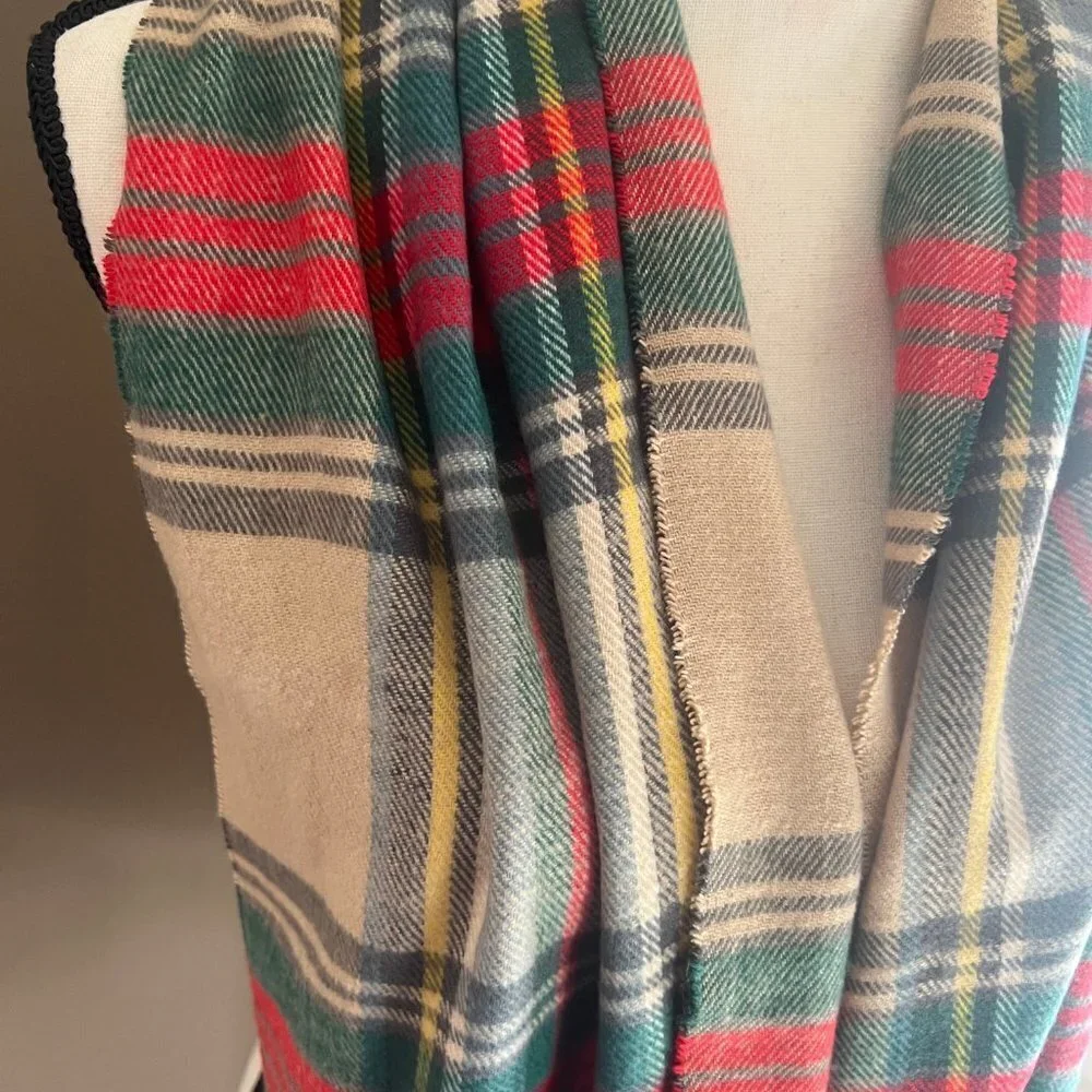 Cashmere Blend Scarf, Classic tartan plaid in camel tan, red, green etc.